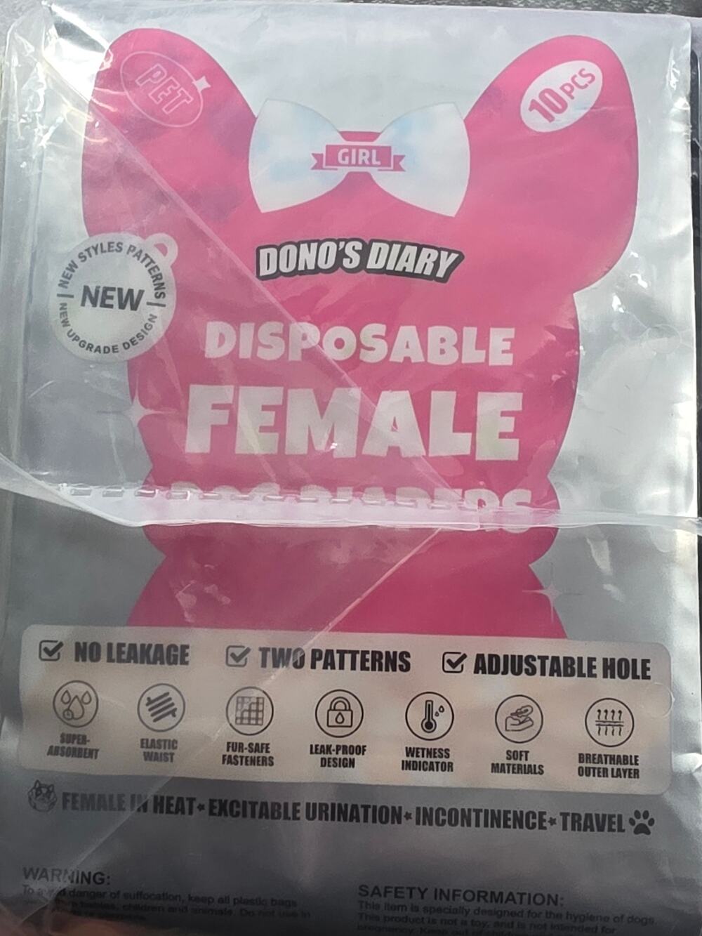 Dono's Diary Female Disposable Diapers For Dogs Sz S 60 Count NEW